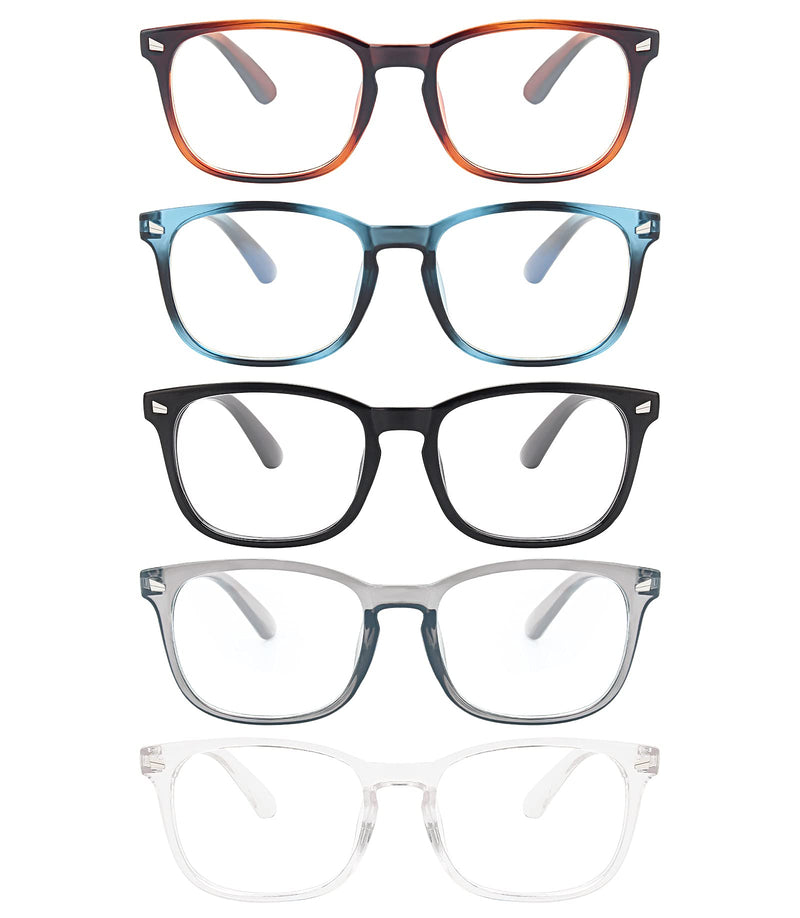 MIGSIR 5 Pack Blue Light Blocking Glasses, Fashion Computer Glasses for Women/men, Anti Glare, UV400, Eye Strain C3 5 Pairs Mix
