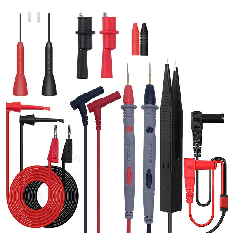 MOGAOPI Multimeter Test Leads Set, Professional Leads Kit, Precision Sharp Probe Test Lead 1000V 20A Gold-Plated Probe Leads with Alligator Clips, Test Hooks, Test Probes Lead, Test Tweezer.
