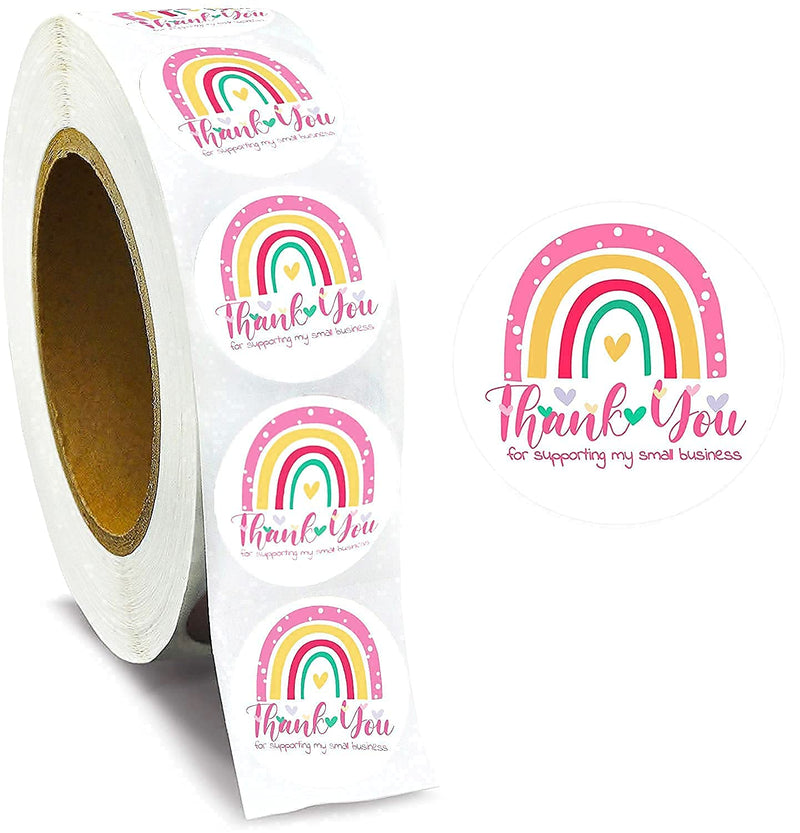 1000PCS Thank You Stickers, Junya 1.5 Inch Thank You for Supporting My Small Business Stickers, Colorful Rainbow Pattern Thank You Labels for Packaging, Envelopes 02 small business