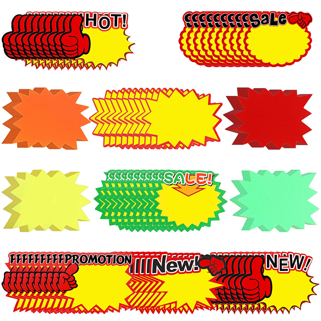 550 Pieces Price Labels Signs Fluorescent Label Blank Star Shape Neon Paper Price Tag for Retail Store, Supermarket, 11 Styles