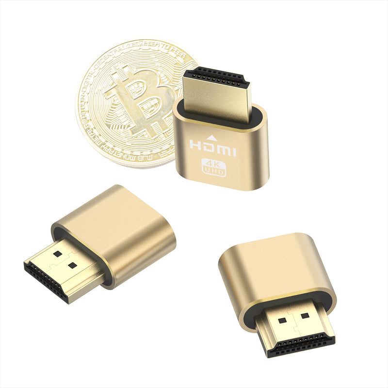 4K HDMI Dummy Plug,High Resolution Virtual Monitor Display Emulator,3840x2160@60Hz Adapter for Ethereum ETH ZEC BTC Mining, Compatible with Windows Mac OSX - 3 PC 0.79*0.12*0.67 in