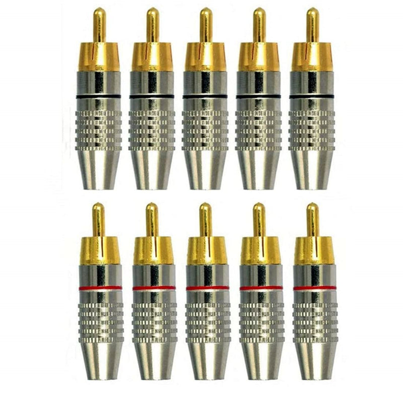 GDQLCNXB RCA Male Adapter Audio Coaxial Cable Solderless Connector Adapter Gold Plated(10 Pack)
