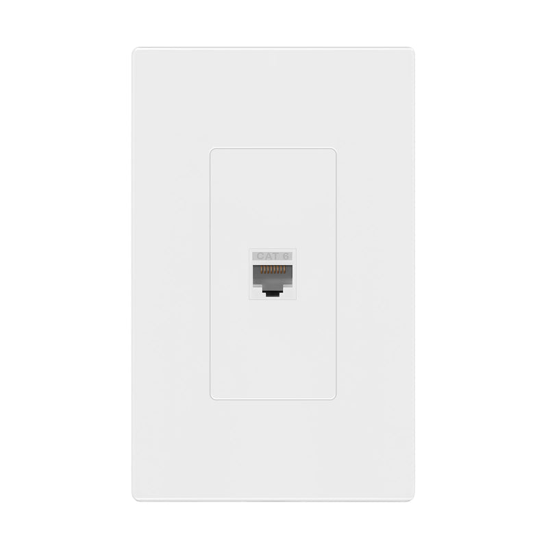 ENERLITES Port Screwless Wall Plate with CAT6 RJ45 Keystone Jack Module, for Voice/Data & Audio/Video Multimedia, Standard Size 1-Gang 4.69" x 2.93", SI8871C-W, White Screwless 1-Port 1 CAT6