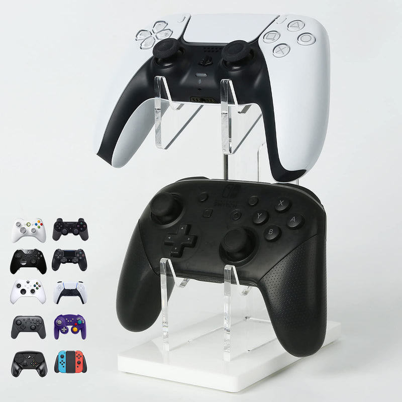 OAPRIRE Universal Dual Controller Holder for PS5 PS4 Xbox ONE STEAM Switch, Controller Stand Gaming Accessories, Build Your Game Fortresses (White) White