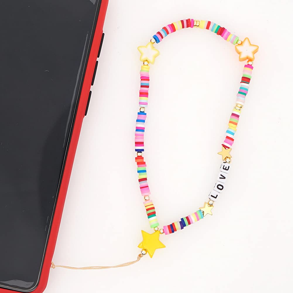 SUKPSY Cell Phone Lanyard Straps Colorful Polymer Clay Acrylic Wrist Lanyard for Cell Phone Purse Camera Keychain Car Key Decoration