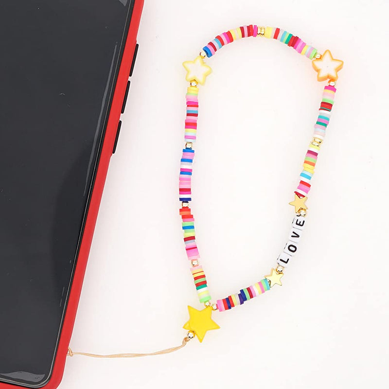 SUKPSY Cell Phone Lanyard Straps Colorful Polymer Clay Acrylic Wrist Lanyard for Cell Phone Purse Camera Keychain Car Key Decoration