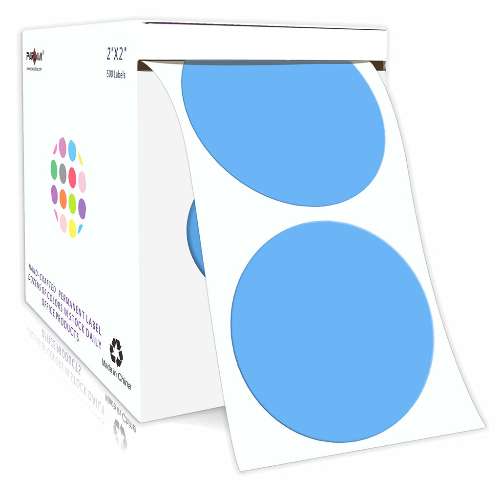 PARLAIM 2” Color Coding Labels Circle Dot Stickers ,500 per Roll Round Permanent Adhesive Color Coding Dot Stickers for Inventory Office Home Light Blue