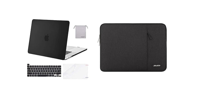 MOSISO Compatible with MacBook Pro 16 inch Case 2020 2019 Release A2141, Plastic Hard Shell & Vertical Sleeve Bag with Pocket & Keyboard Cover & Screen Protector & Storage Bag, Black