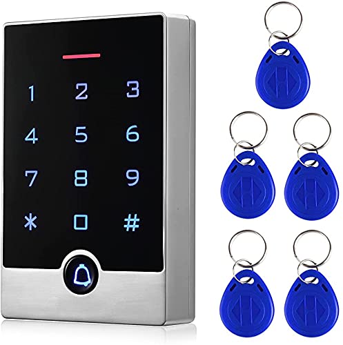 Security Door Access Control Keypad, ID Keypad with ID Key Fobs, Stand-Alone Keypad, Door Lock Keypad Controller, for Gate Opener, Entry Gate Keypad, Zinc Alloy Metal, Waterproof