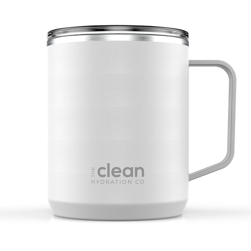 The Clean Hydration Co, Mug 12, Insulated Stainless Steel Coffee Mug Cup with Ceramic Inner Coating, No Metal Taste (White) White