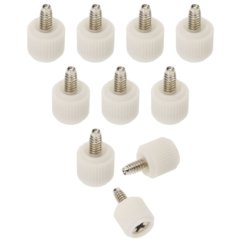 ONLYKXY #6-32 Computer Case Fastener Screws White PC Computer Case Screw Hand Tighten Thumb Screws (10pcs)