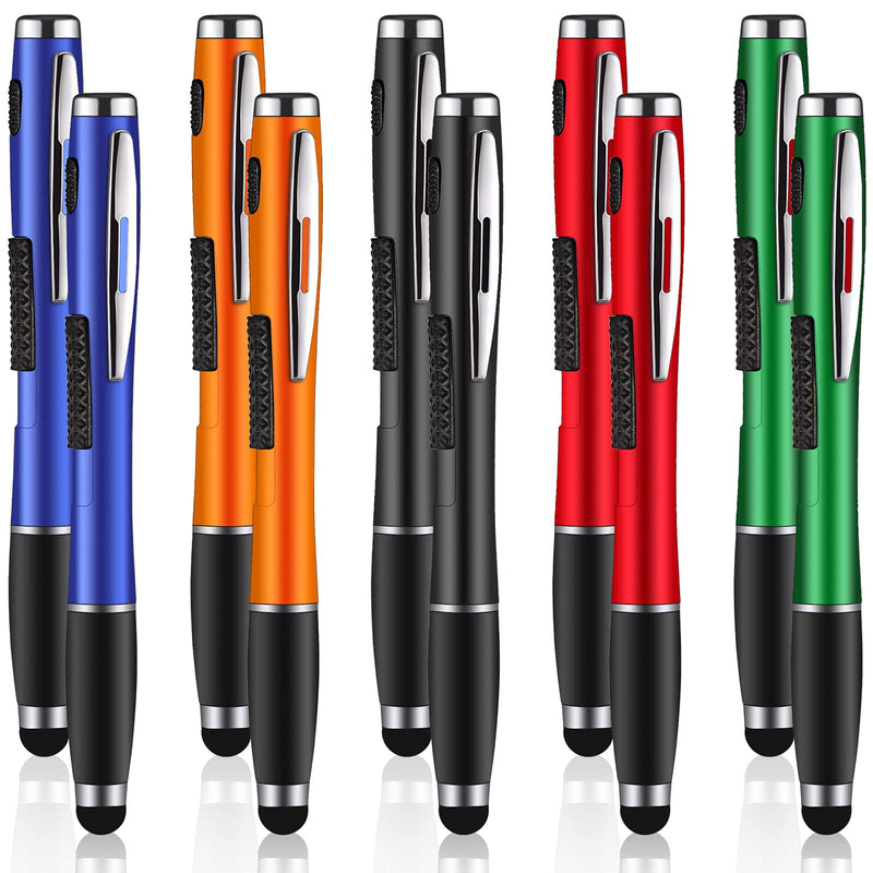 10 Pieces Stylus Pens with Light 2-in-1 Multi-Function Touch Screen Pens LED Light Pens Ballpoint Pens for Smartphones Tablets PC Pads Stylus Light Pens for Homes Offices Schools Writing in The Dark