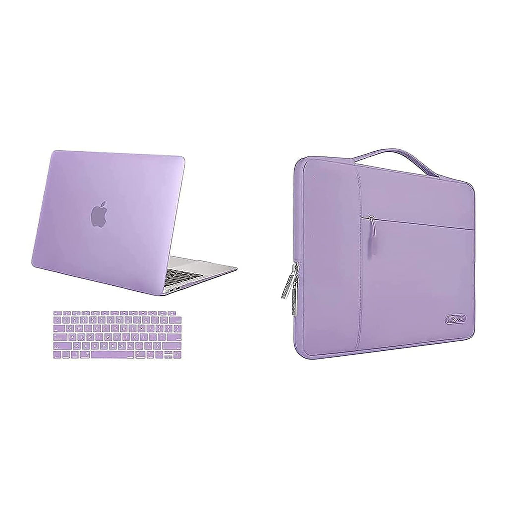 MOSISO Compatible with MacBook Air 13 inch Case 2018-2020 Rlease A2337 M1 A2179 A1932, Plastic Hard Shell Case&Multifunctional Briefcase Sleeve Bag&Keyboard Cover, Light Purple