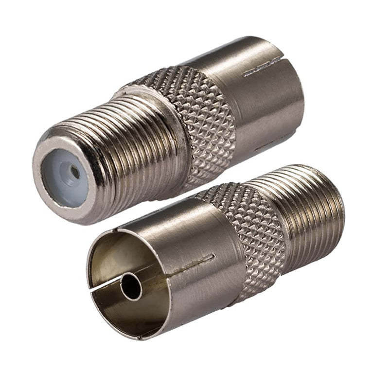 POBADY 2PCS TV Aerial Coaxial Cable Adapter F Type Female to TV Female Adapter DVB-T T2 TV Tuner Antenna Adapter HD TV for TV Ariel BK LED 4K 3D UHD TV F type F to TV F
