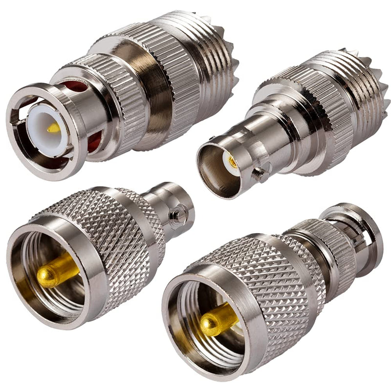 POBADY CB Radio Adapter SO239 PL259 UHF to BNC Antenna Adapter 4 kit for CB Antenna CB Aerial Ham Radio Walkie Talkie Handheld Radio Two Way Radio Wireless LAN Devices UHF to BNC 4 Kit