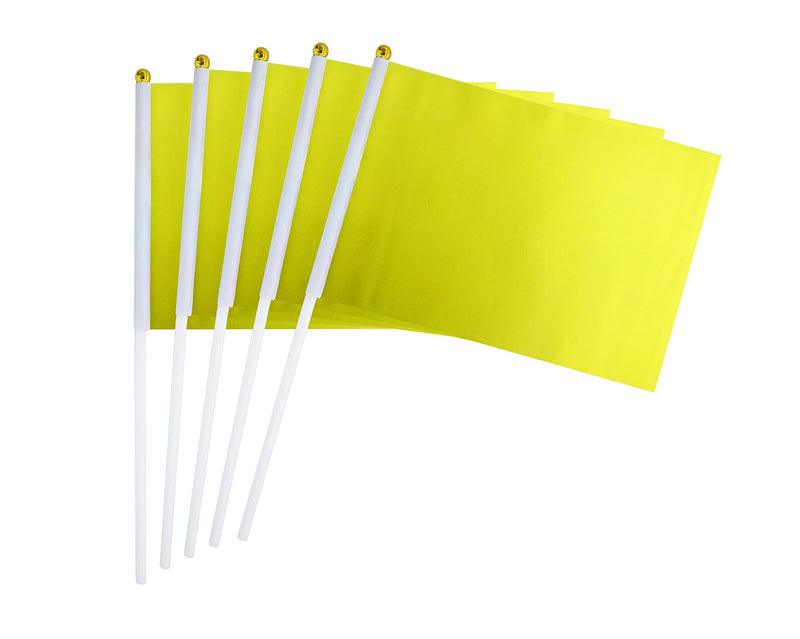 WXTWK 12 Pack Solid Yellow Flag Small Mini Plain Yellow DIY Color Flags On Stick,marking decoration supplies,Grand Opening,Kids Birthday,Party Events Celebration 12PACK yellow