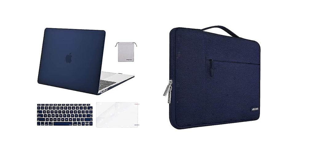 MOSISO Compatible with MacBook Air 13 inch Case 2018-2020 Rlease A2337 M1 A2179 A1932, Plastic Hard Shell&Multifunctional Briefcase Sleeve Bag&Keyboard Cover&Screen Protector&Storage Bag,Navy Blue