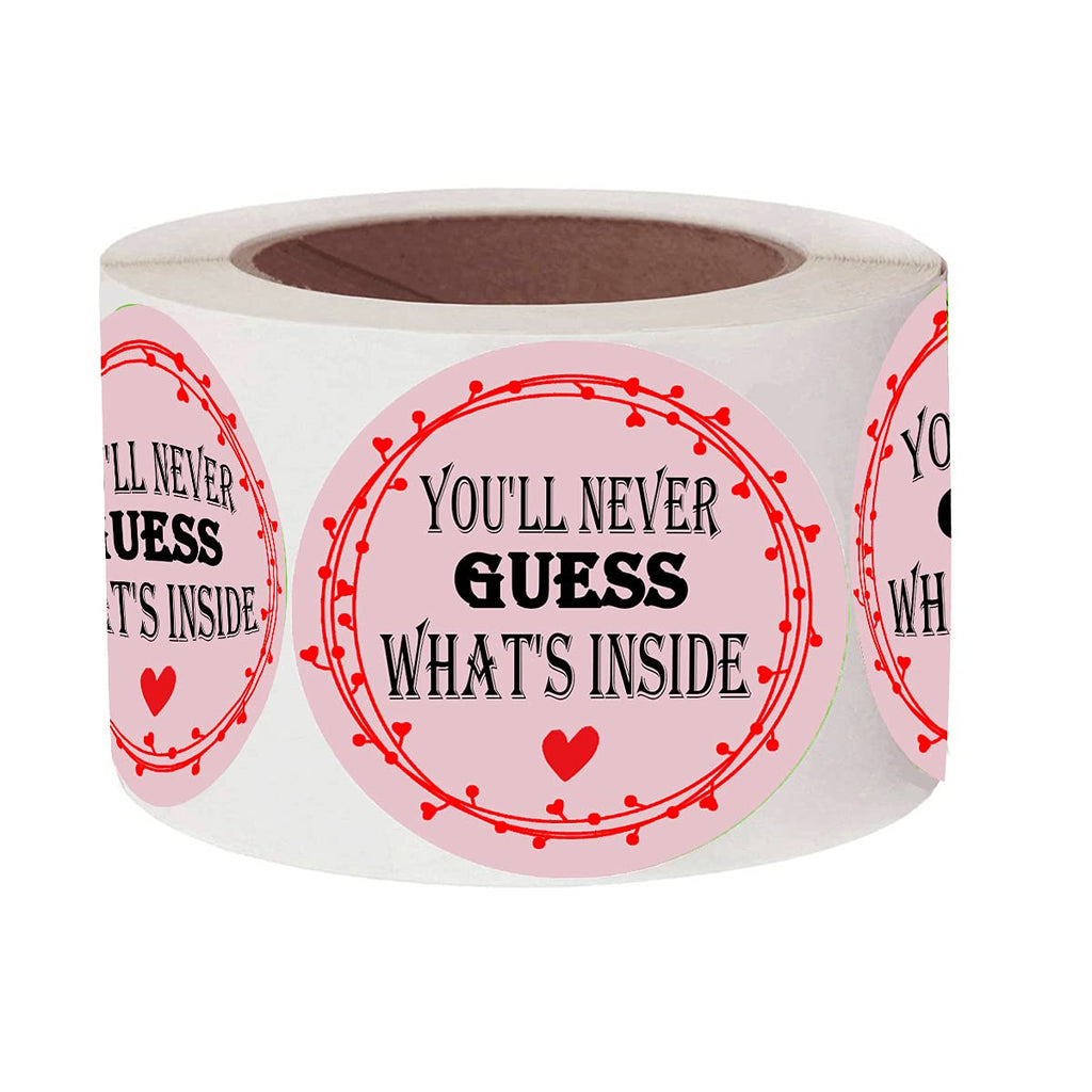 You'll Never Guess What's Inside Stickers - 2 inch Pink Thank You Customer Appreciation Sticker Labels for Small Businesses, Shipping Stickers（500pcs）