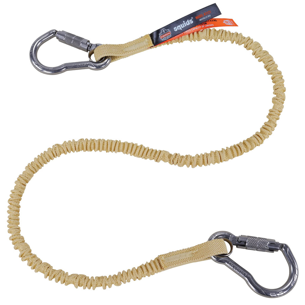 Ergodyne Squids 3121 Burn + Cut Resistant Aramid Tool Lanyard with Stainless Steel Carabiners, Tool Weight Capacity 10lbs