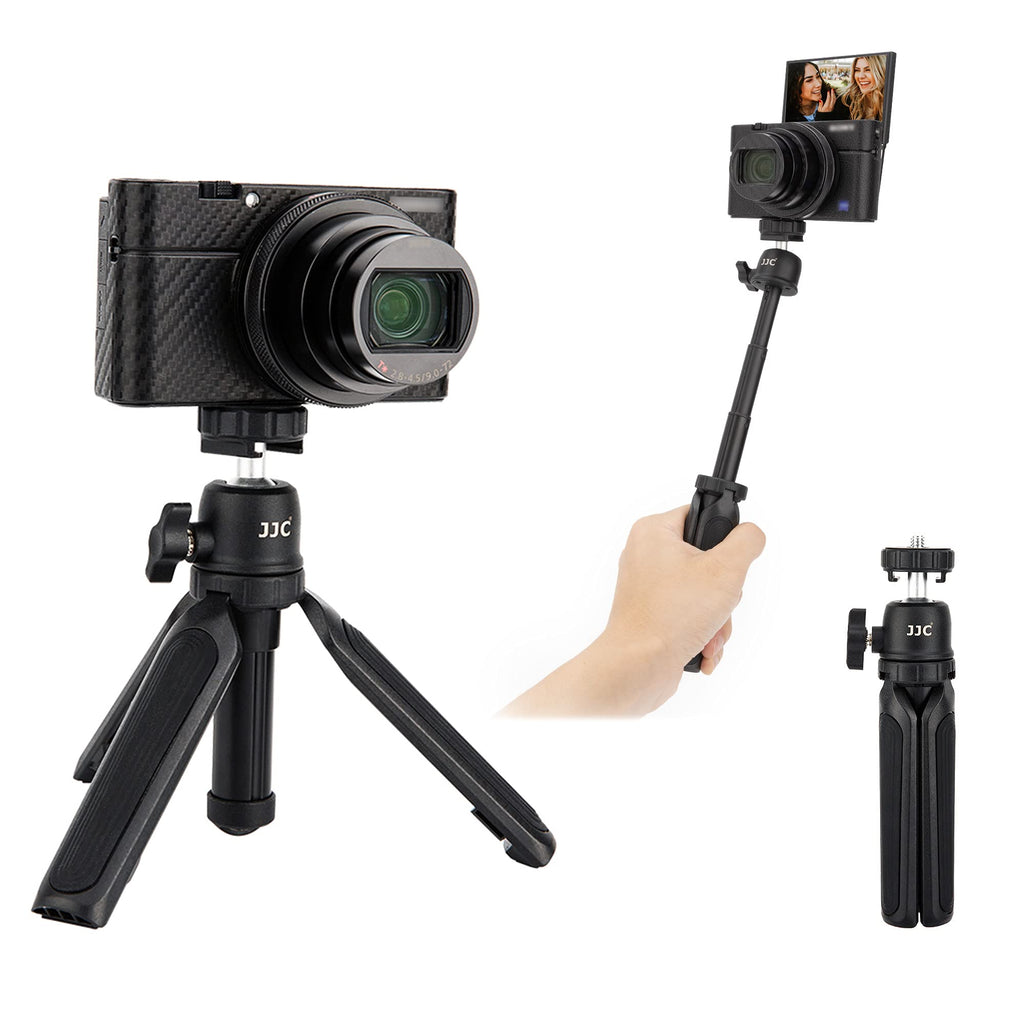 JJC 2 in 1 Selfie Stick Extension Pole and Extendable Mini Tripod for Sony ZV-E10 ZV-1 RX100 VII A6000 A6100 A6300 A6400 A7C Canon EOS M50 M6 Mark II G7X Mark III II Panasonic G100 GX85 G7 G9 & More Extendable Mini Tripod & Selfie Stick