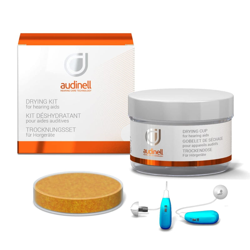 Audinell Hearing Aid Dryer Cup + Desiccant | Drying Dehumidifier Kit | Safely Removes Sweat & Moisture from Airpods, Earbuds, Earpods, In-Ear Headphones, Earphones, Earplugs | Storage Case Accessory