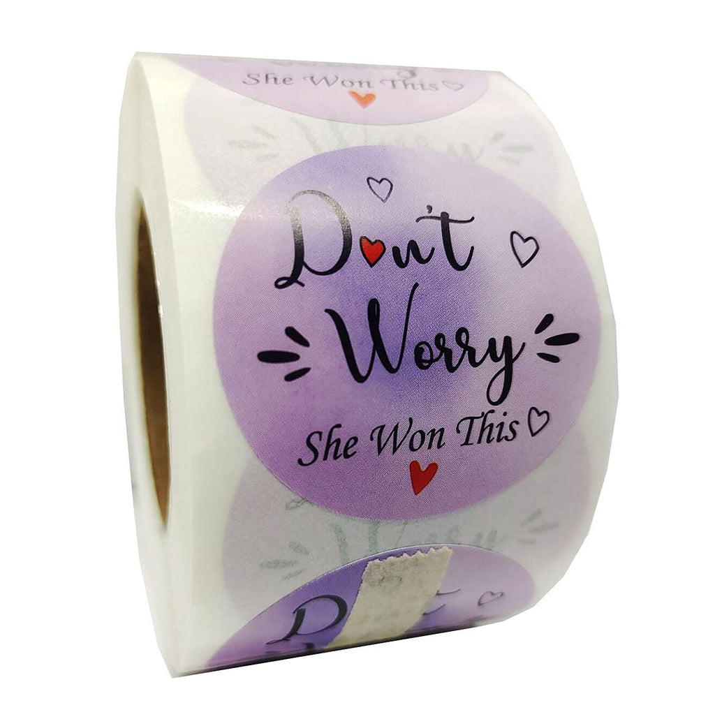 1.5 inch Colorful Don’t Worry She Won This Sticker Thank You Customer Appreciation Sticker for Handmade,Mail Shop,Small Business,Envelop Packaging 500pcs per roll