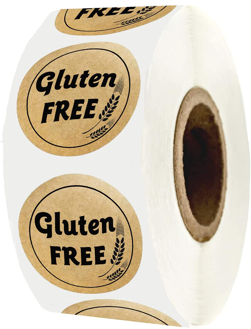 1 inch Gluten Free Brown Kraft Stickers Gluten Food Rotating Label Stickers for Gluten Free Food Retail Package 500pcs