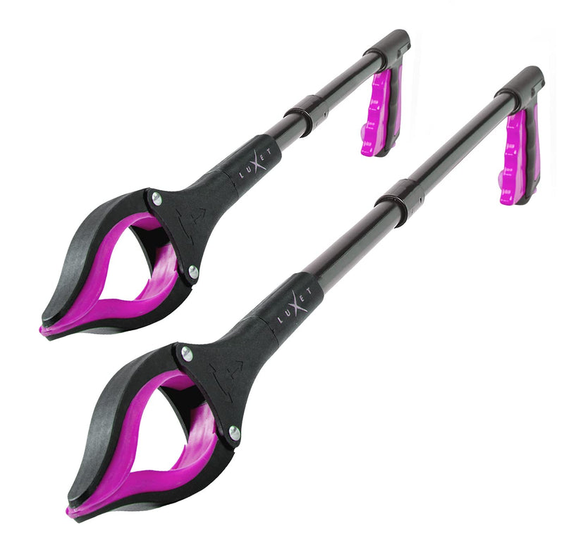 Grabber Reacher Tool - 2 Pack - Newest Version Long 19/32 Inch Foldable Pick Up Stick - Strong Grip Magnetic Tip Lightweight Trash Picker Claw Reacher Grabber Tool for Elderly Reaching, Luxet (Pink) Pink