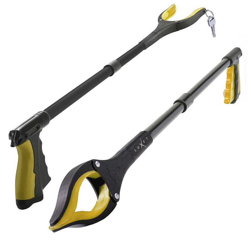 Grabber Reacher Tool - 2 Pack - Newest Version Long 32 Inch Foldable Pick Up Stick - Strong Grip Magnetic Tip Lightweight Trash Picker Claw Reacher Grabber Tool Elderly Reaching - by Luxet (Yellow) Yellow