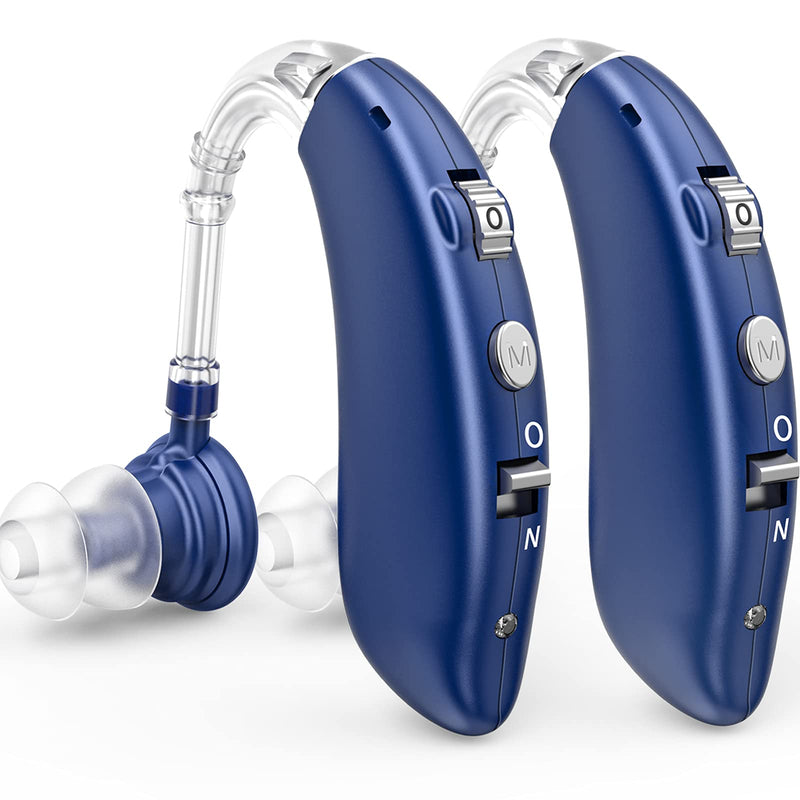 Rechargeable Hearing Aid for Seniors, LIGINN Hearing Amplifier Aids, Sound Amplifier Device with Noise Cancelling,Digital Ear for Hearing Loss Tinnitus,Invisible Ear with Volume Control Blue