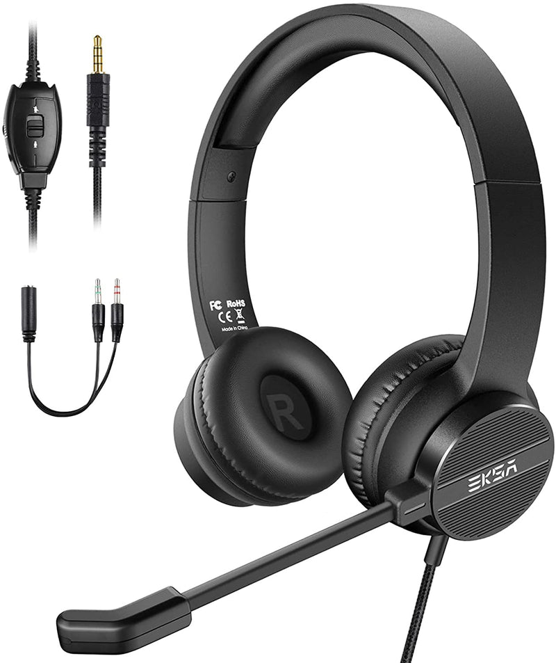 Headsets with Microphone for Laptop, 3.5mm Wired Computer Headset Super-Lightweight Noise Cancelling Headphones with in-line Control Volume & Mute, PC Headset Perfect for Classroom, Home or Office