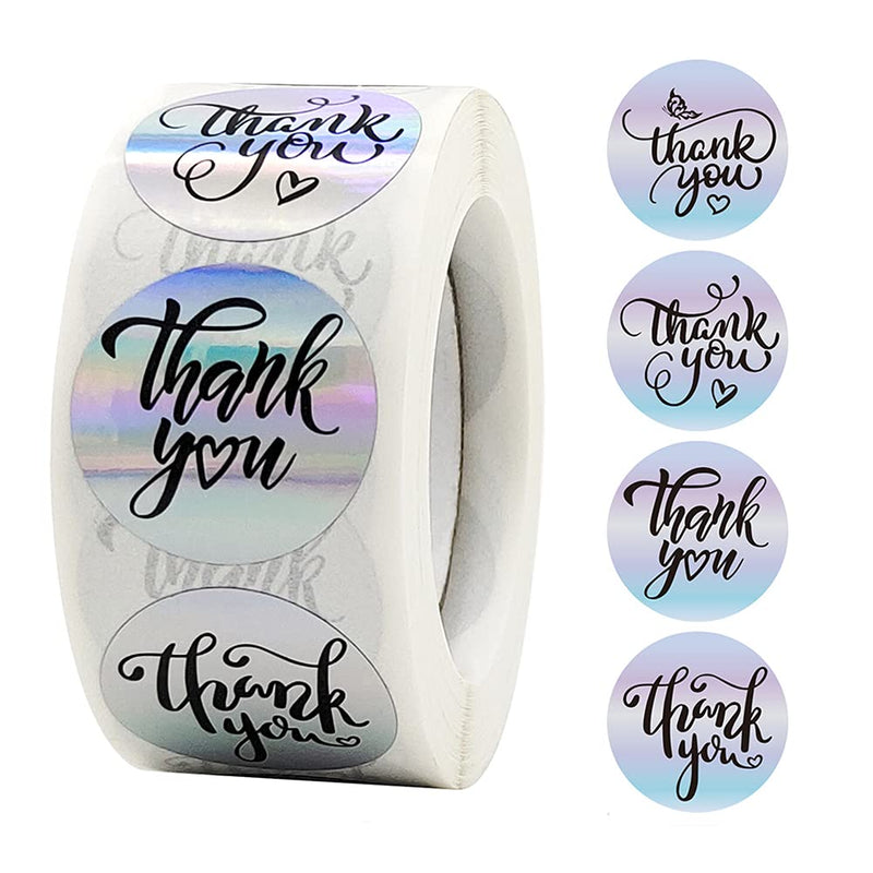 1.5 Inch Thank You Stickers Roll，500pcs Thank You Labels Stickers for Greeting Cards Flower Bouquets Self-Adhesive Labels for Gift Wraps Tags Mailers Bag