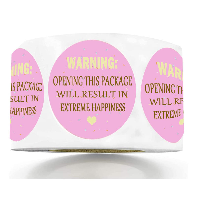 Pink Extreme Happiness Package Stickers,1.5Inch Adorable Warning: Extreme Happiness Labels for Envelope Seals,Cookies Package,Business Or Personal Use.(500Pcs/Roll)