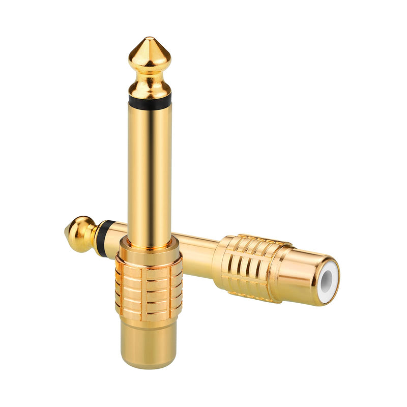 RCA to 1/4, Borsuer 2Pcs RCA to 1/4" Adapter RCA Female to 6.35mm 1/4 inch Male Mono TS Audio Adaptors Gold Plated Copper