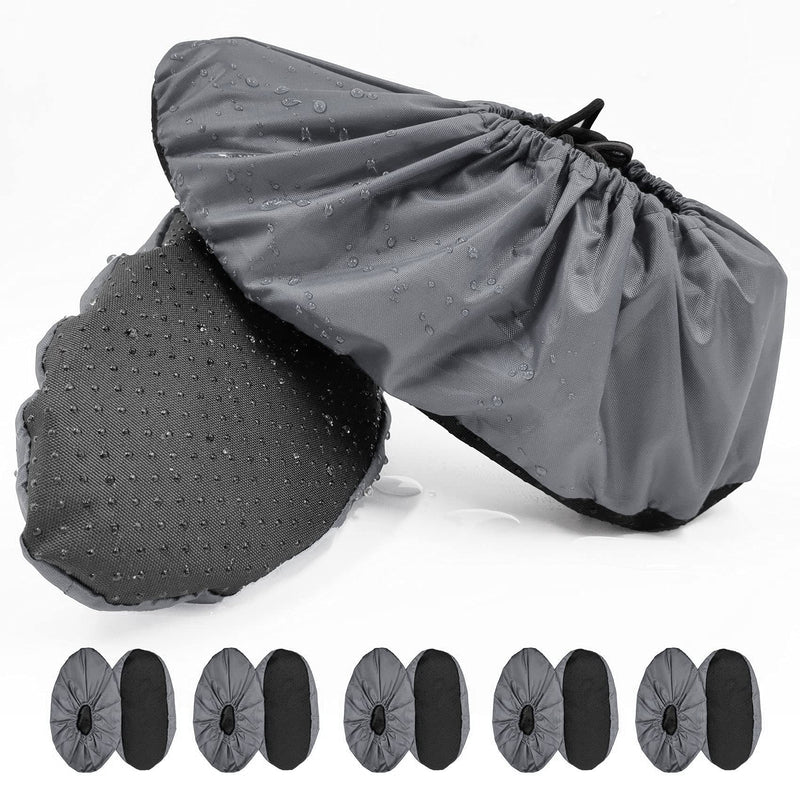 5 Pairs Waterproof Anti slip Washable Reusable Boots Cover Indoor Shoe covers (Medium, Grey) Medium