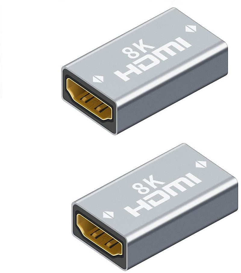 8K HDMI Coupler Female to Female 2 Pack, 3D HDMI Extension Cable Connector Aluminum Alloy for HDTV, Roku Stick, Computer, PC, Monitor, Laptop, Projector, DVD Player, AV Receiver Adapter, PS 5/4/3/2