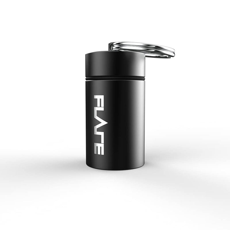 Flare Audio Large Capsule Black - Tough Lightweight Aluminium, Water-Proof, Keychain
