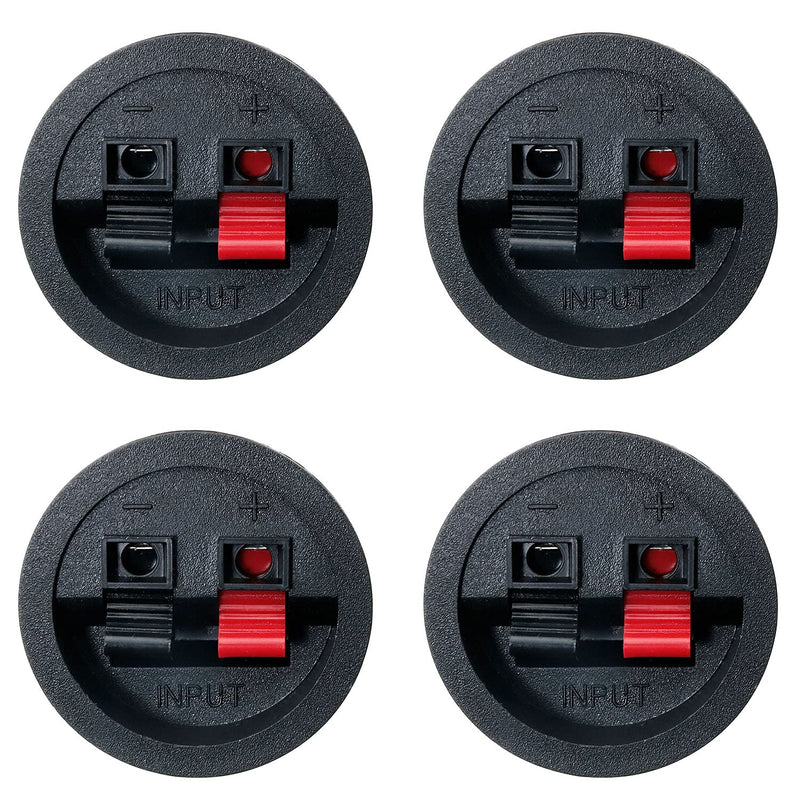 LRONG Round Speaker Terminal Cup 4PCS Round Express Spring Clip Double Binding Post Screw Wire Car Subwoofer Speaker Wire Terminal Connector WP2-9