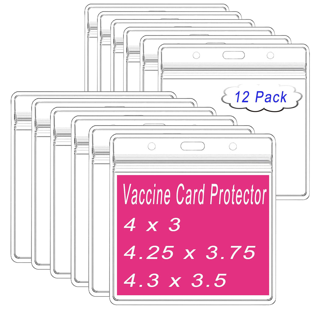 Zanup 12 Pcs Thicken Vaccine Card Protector Sleeve Waterproof Vaccination Card Holder - Large for Most Size Vaccination Immunization Record Card