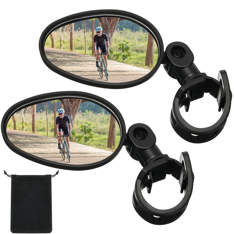 2 Pieces Bike Mirror 360 Degree Adjustable Rotatable Handlebar Mirror Wide Angle Bicycle Mirror Cycling Rear View Mirror Shockproof Acrylic Convex Mirror Safe Rearview Mirror for Mountain Road Bike 2