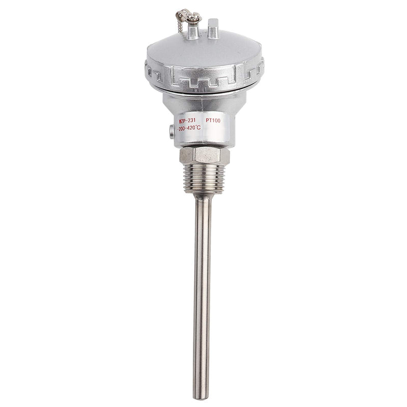 High Efficiency RTD PT100 Temperature Sensor Probe 1/2" NPT Thread Thermocouple Terminal Head for Temperature Controllers Industrial(Protection Tube 100mm)
