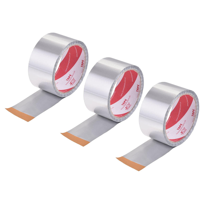 uxcell Aluminum Foil Tape, 48mmx32m Self-Adhesive Waterproof High Temperature Sealing Tapes for HVAC Duct Pipe Insulation, Pack of 3