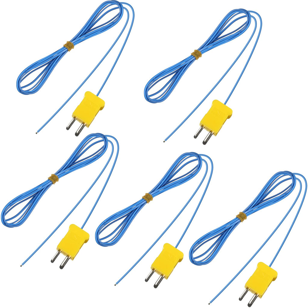 2M K-Type Temperature Sensor Mini-Connector Probe Sensor Temperature Sensors Measure Range -40 to 400 Degrees Celsius (-104 to 752 Degrees Fahrenheit) for Thermocouple Sensor and Meter (5) 5