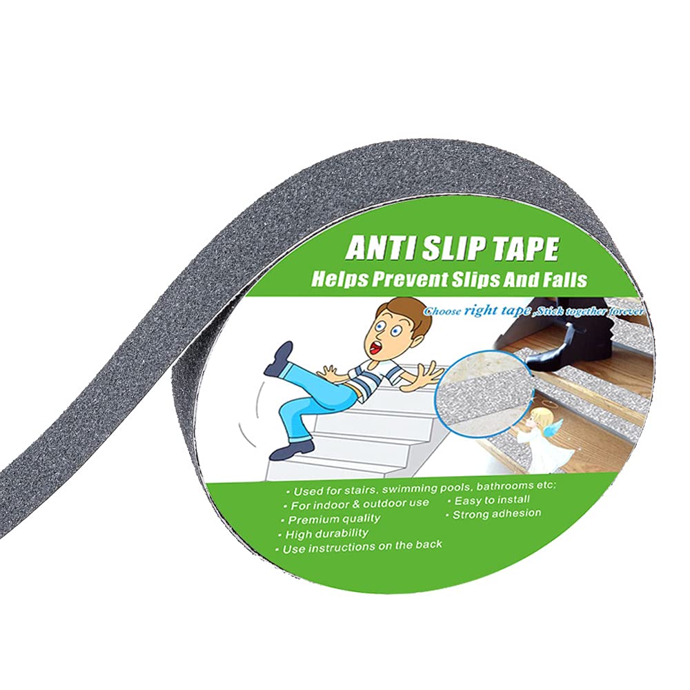 Anti Slip Tape, High Traction,Strong Grip Abrasive, Not Easy Leaving Adhesive Residue, Indoor & Outdoor (1" Width x 190" Long, Gray) 1" Width x 190" Long