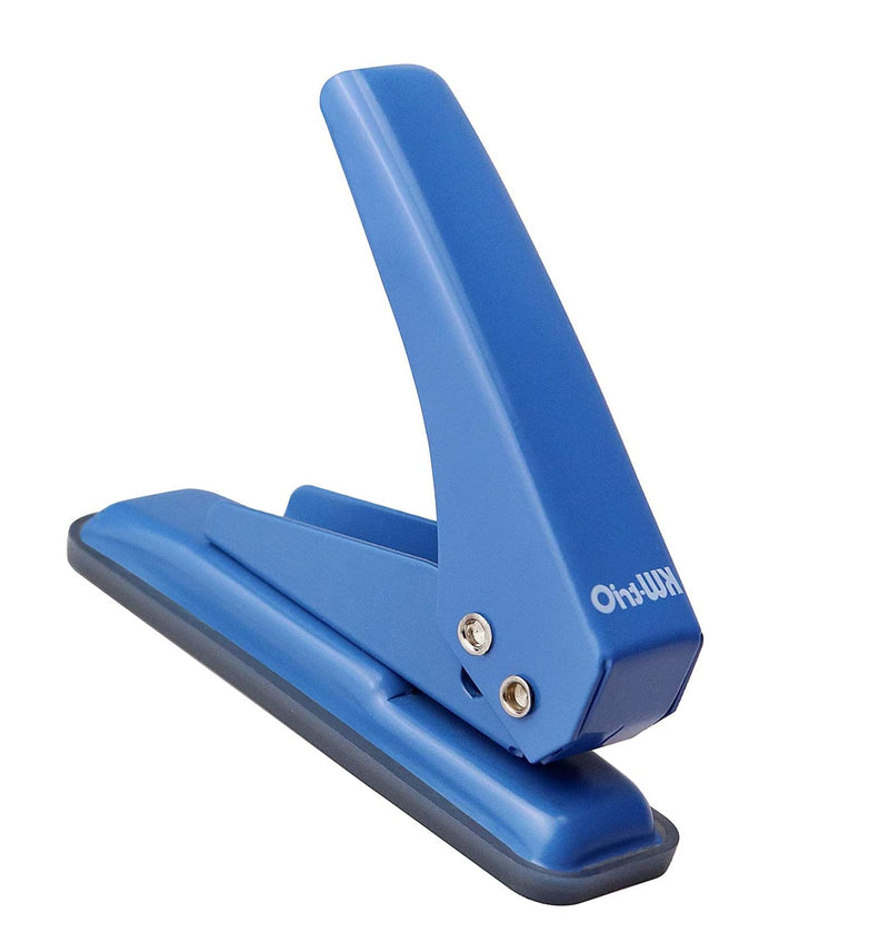 Metal Single Hole Puncher, Heavy Paper Hole Puncher, Handheld Puncher with Non-Slip Base, 20 Sheets Capacity, Suitable for Cardboard, Cards, Thin Metal, Index Cards (Blue) Blue