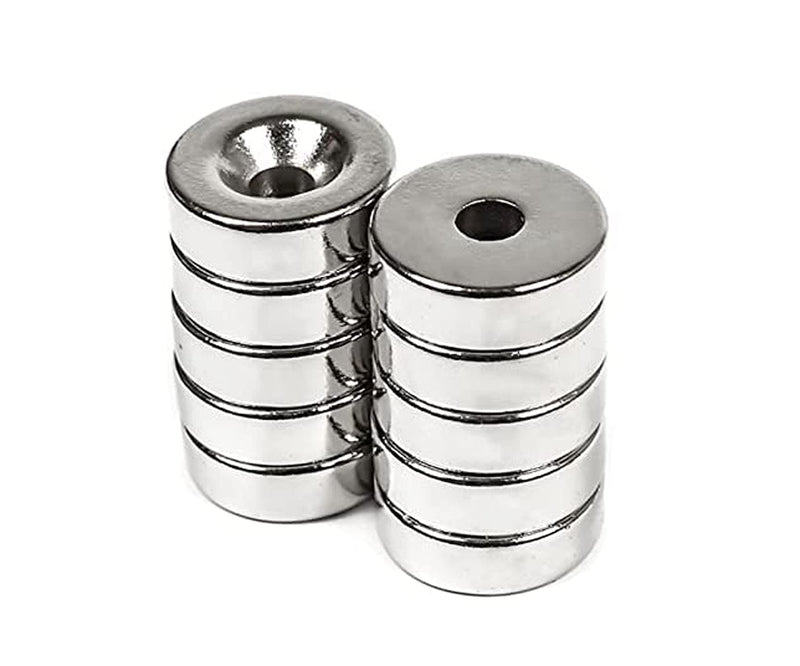 ZDYWY 10 Pieces 15 x 5mm with 4mm Countersunk Hole Permanent Disc Rare Earth Fastener Magnets Refrigerator Neodymium Magnets - 0.6 inch D x 0.2 inch H with 0.16 inch D Screw Hole