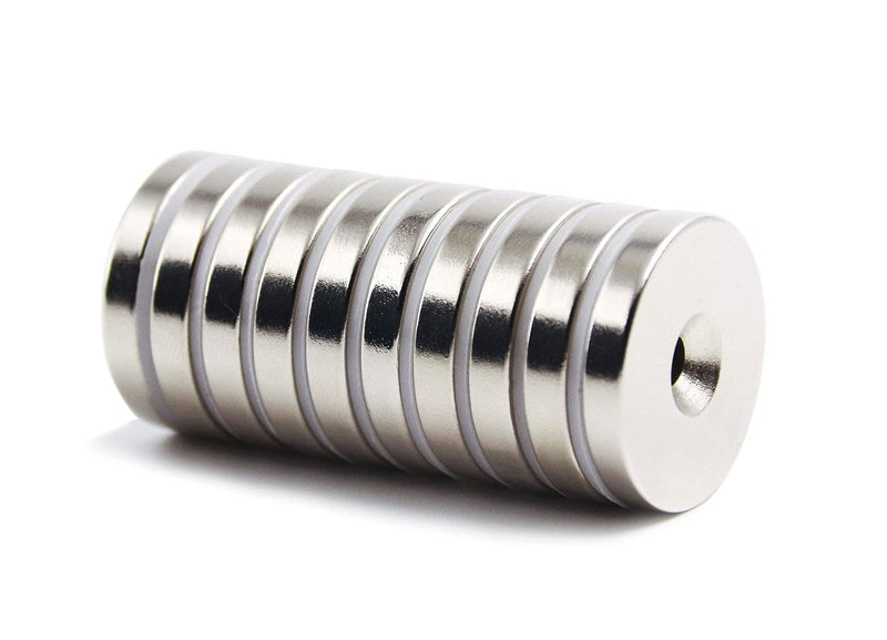 ZDYWY 10 Pieces 20 x 4mm with 5mm Countersunk Hole Disc Fastener Magnets Rare Earth Refrigerator Neodymium Magnets - 0.79 inch D x 0.16 inch H with 0.19 inch D Screw Hole