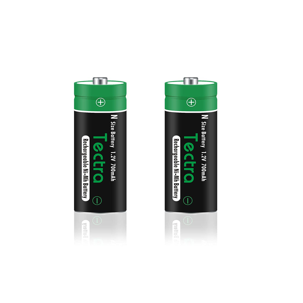 Tectra 2pcs N Size LR1 Rechargeable Ni-Mh Battery Long Lasting, All-Purpose N Battery for Household and Business(1.2V 700mAh) 2 battery