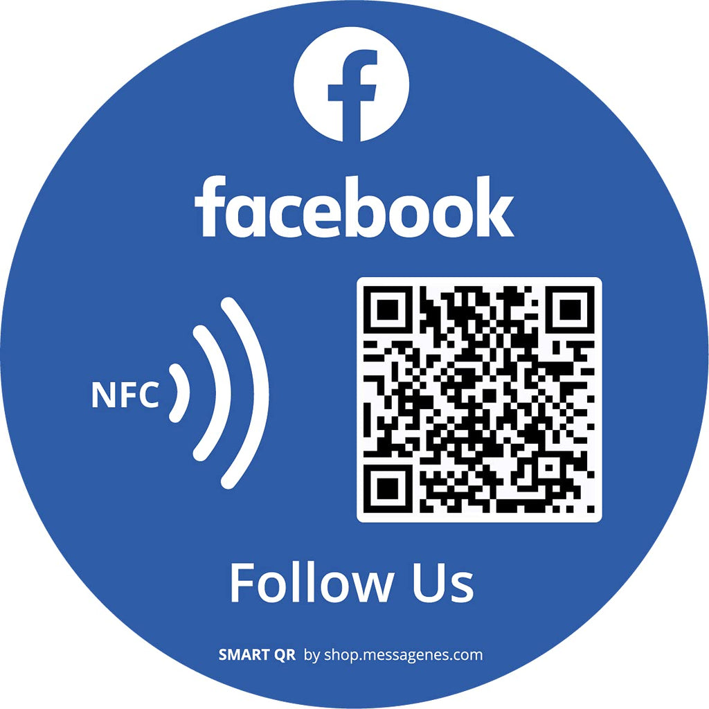 1x "Follow us on Facebook" Sticker with Smart QR - NFC | Round Sticker | Increase Your Followers Community | Modify Link Sticker Whenever You Want | Window Wall Display Store Showroom 1x Facebook Round 3.93" x 3.93"