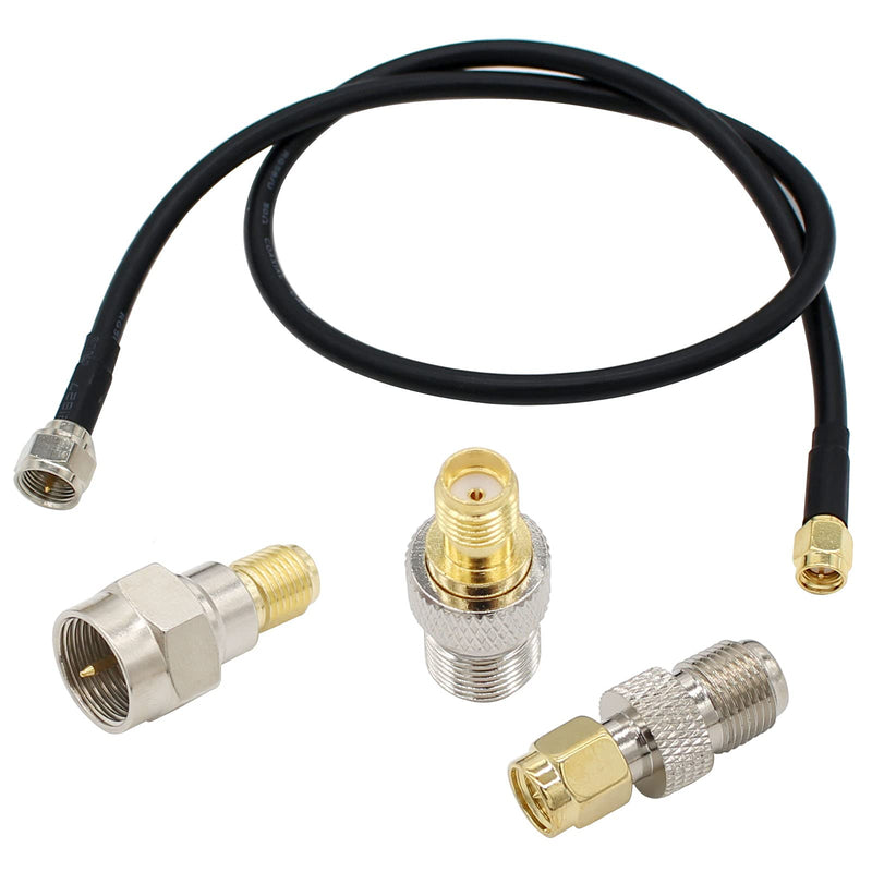 SMA to F Adapter SMA Male to F Type Male 20 inch RG58 Coax Coaxial Extension Cable +3pcs F Type to SMA Male Female Connector